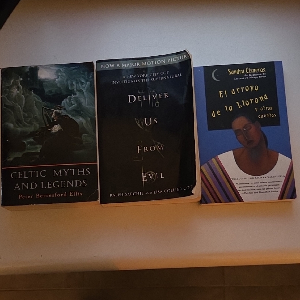 Set of Three Books: Celtic Myths, Deliver Us From Evil, El Arroyo de la Llorona